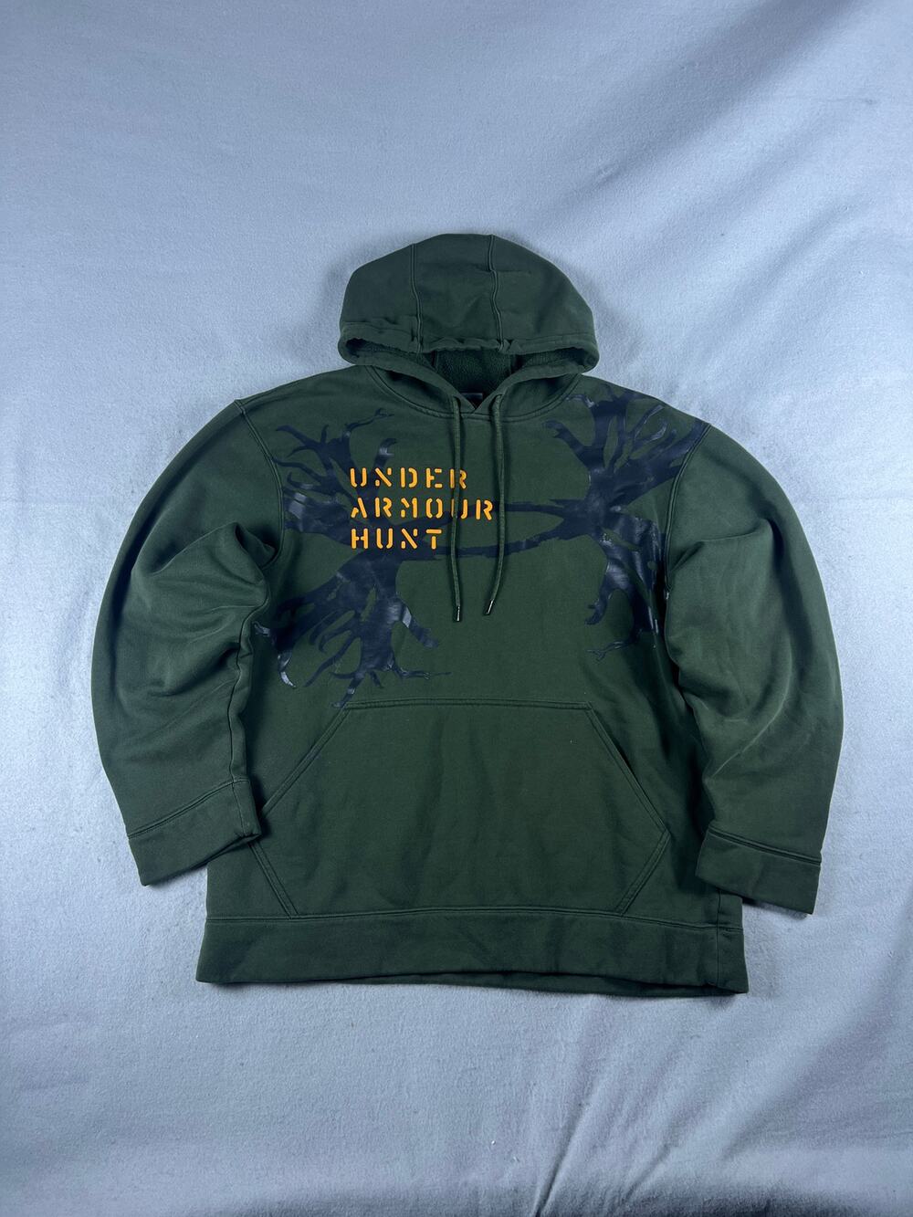 Under Armour Hunt Hoodie Mens M Green Camo Antler Graphic Pullover Sweatshirt